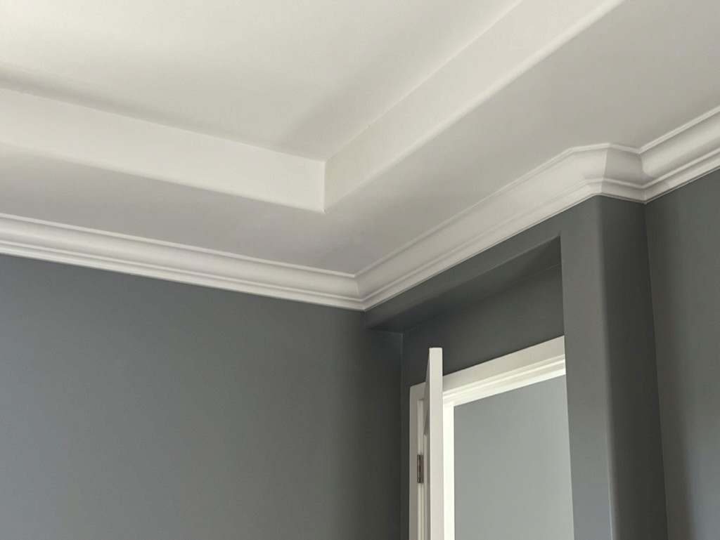 Detail shot of finished crown molding